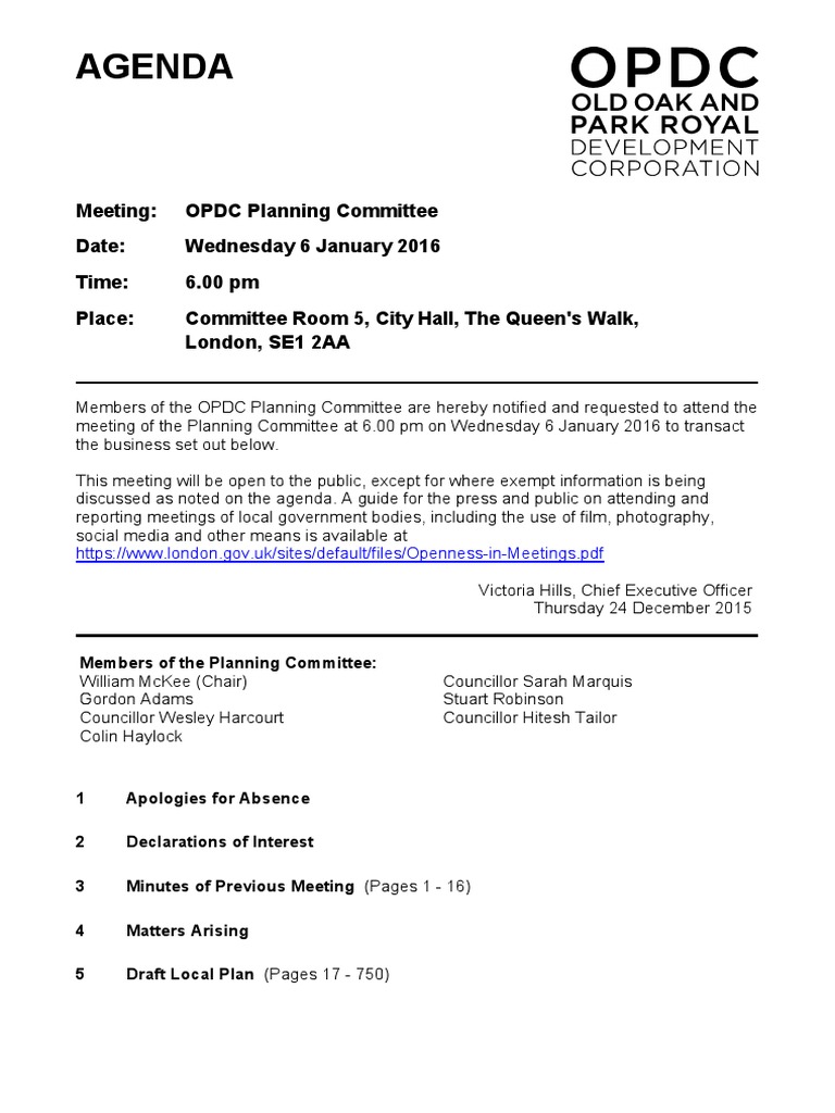 2015-01 OPDC Planning Committee | PDF | London | United Kingdom