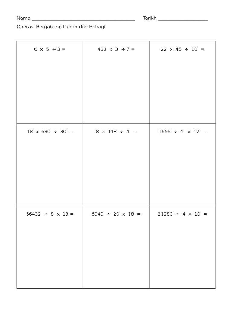 Operasi Bergabung Darab Bahagi Pdf