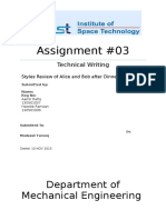 Assignment #03: Department of Mechanical Engineering