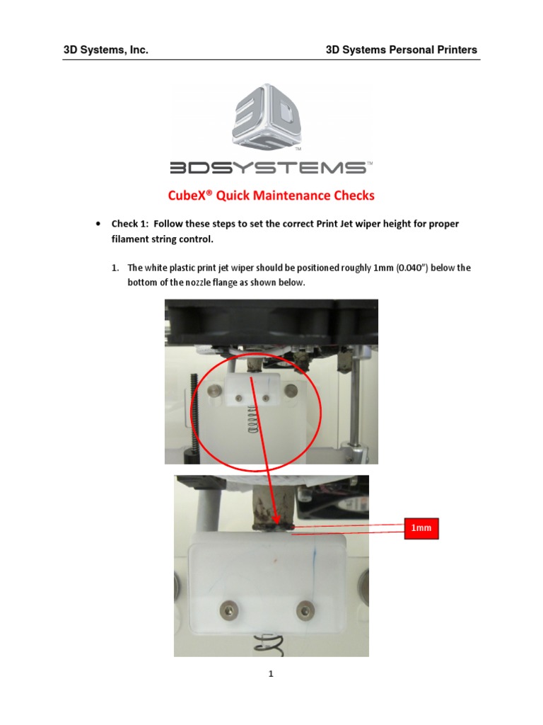 CubeX Maintenance Checks Instructional | PDF