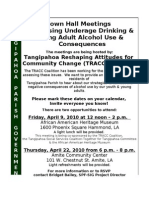 Town Hall Meetings Addressing Underage Drinking & Young Adult Alcohol Use & Consequences