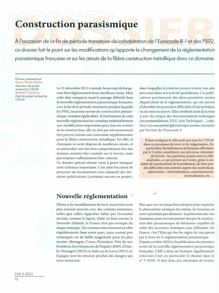 Article Construction Parasismique  Génie parasismique  Fondation