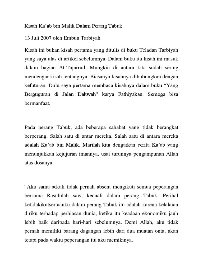 Kisah Kaab Bin Malik Pdf