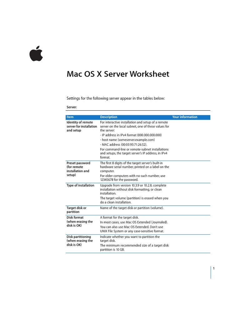 Mac OS X Server 10.4 Worksheet | Download Free PDF | Ip Address | Port ...