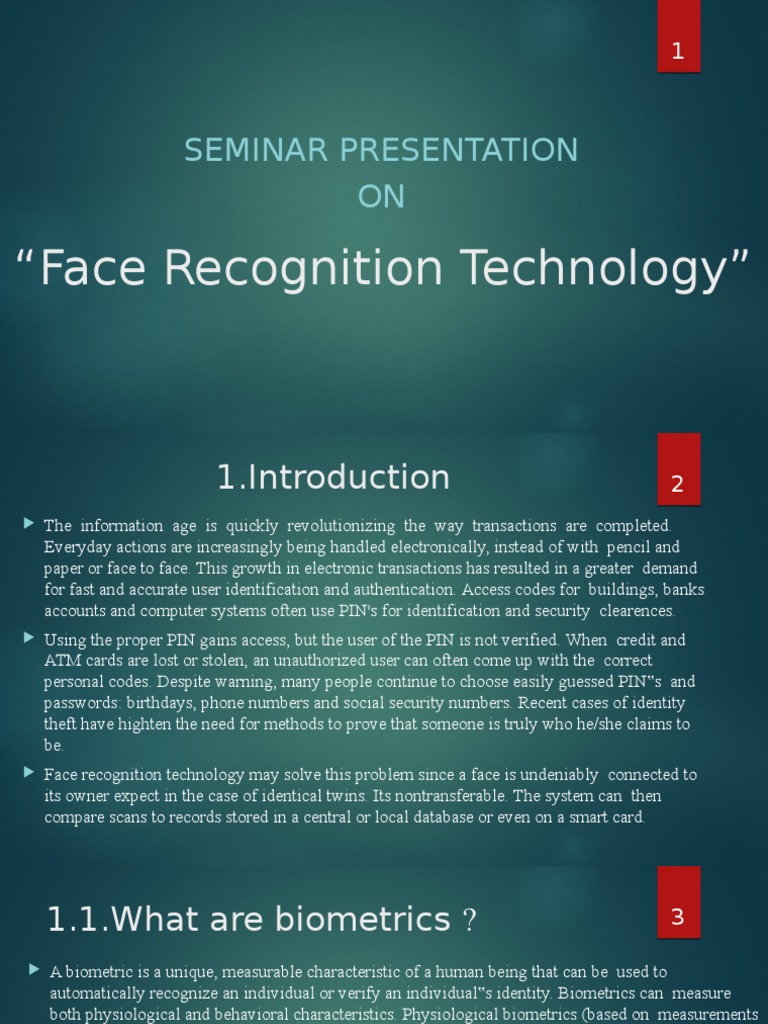 Face Recognition Technology | PDF | Biometrics | Personal ...
