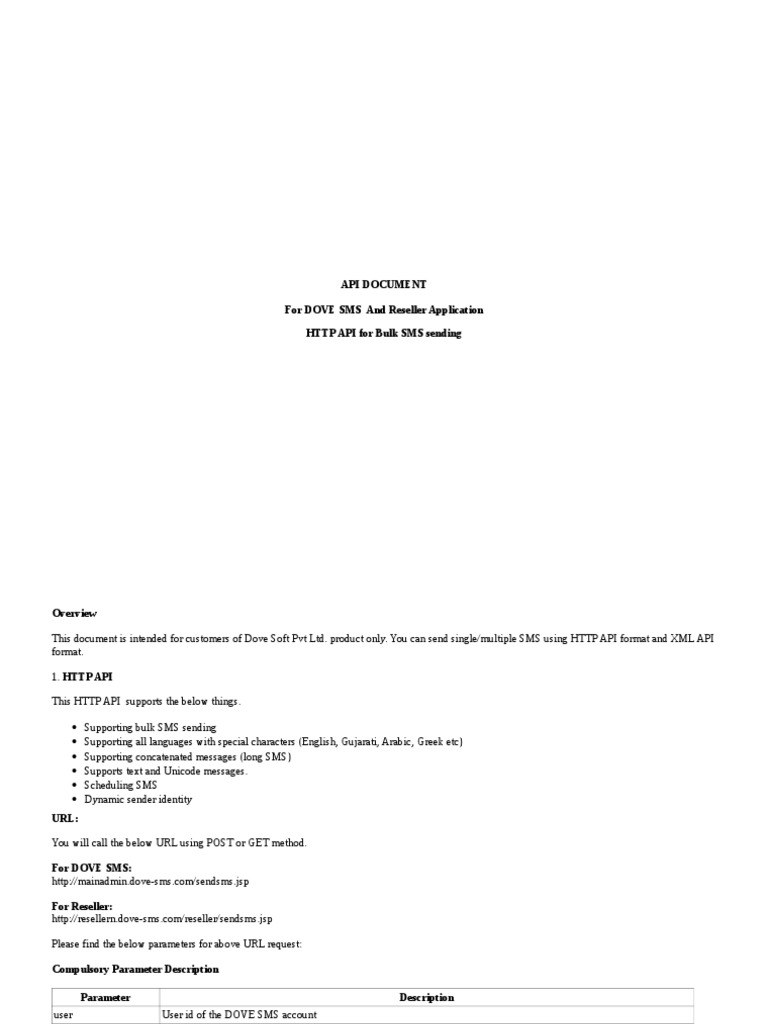 Api Dove Soft Pdf Short Message Service Hypertext Transfer Protocol