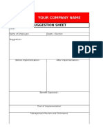Your Company Name: Suggestion Sheet