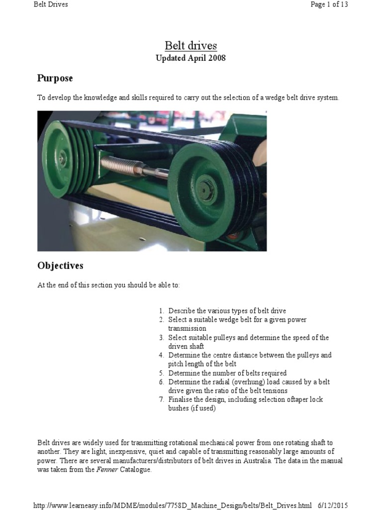 Wedge Belt Drive System Selection Guide | PDF | Belt (Mechanical ...