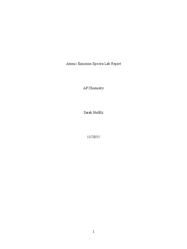 Atomic Emission Spectra Lab Report PDF Emission Spectrum Spectroscopy