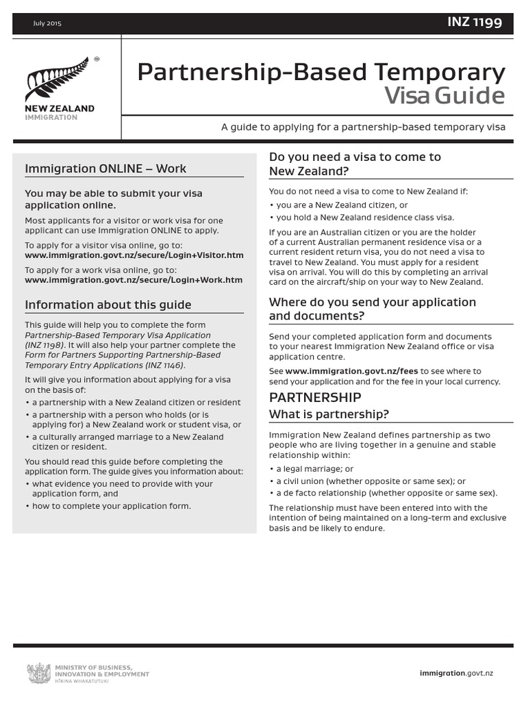 INZ 1199 PartnershipBased Temporary Visa Guide (INZ 1199) March