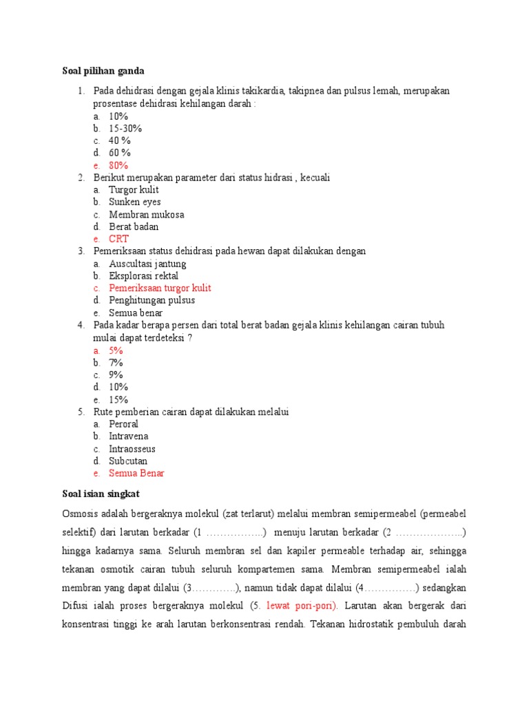 Soal Pilihan Ganda 5 Soal