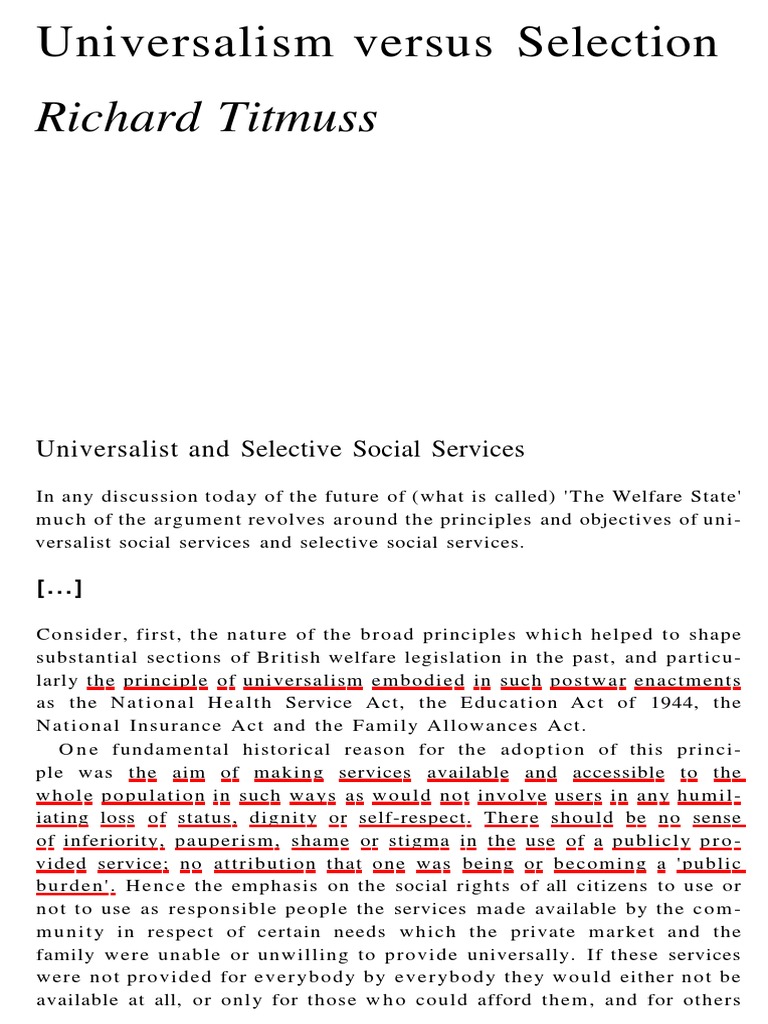 Universalism vs. Selectivism in Welfare | PDF | Social Stigma | Welfare