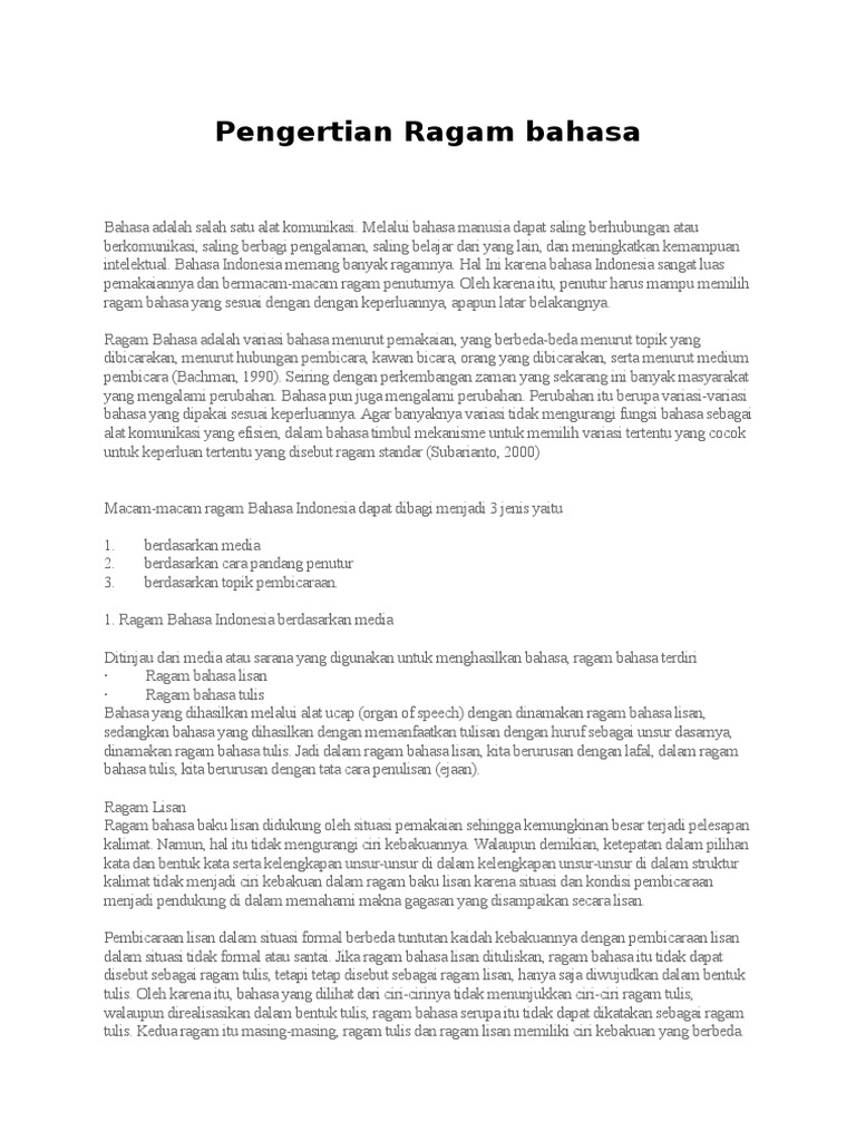 2 Pengertian Ragam Bahasa