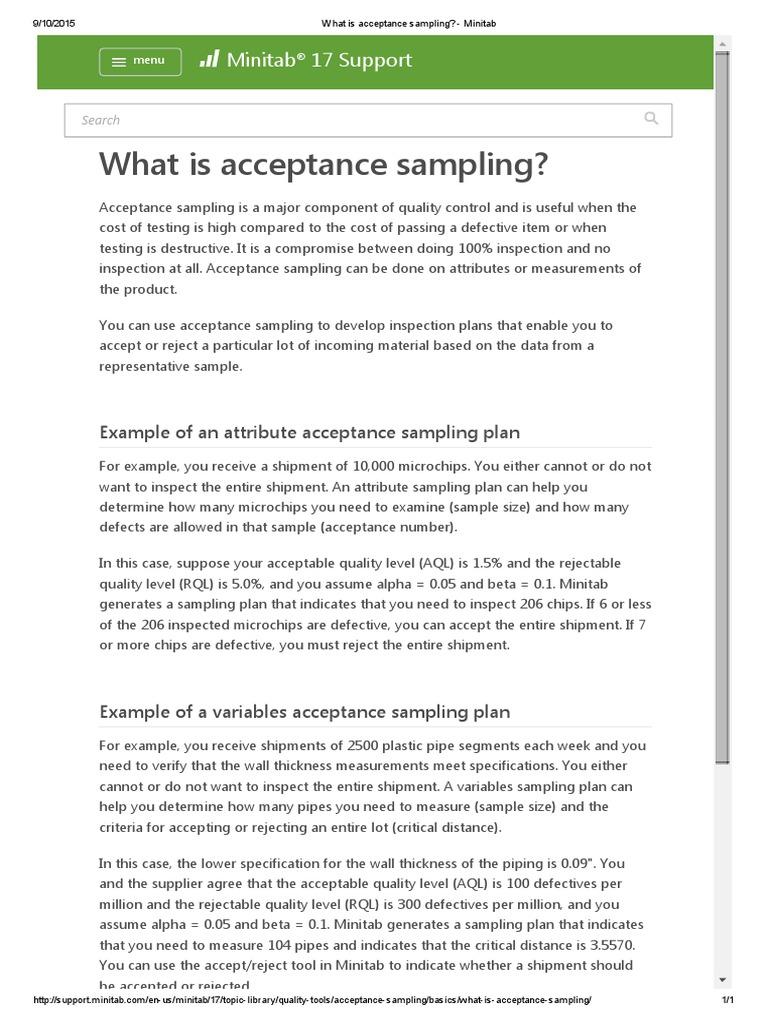 What Is Acceptance Sampling?: Minitab 17 Support | PDF | Home & Garden