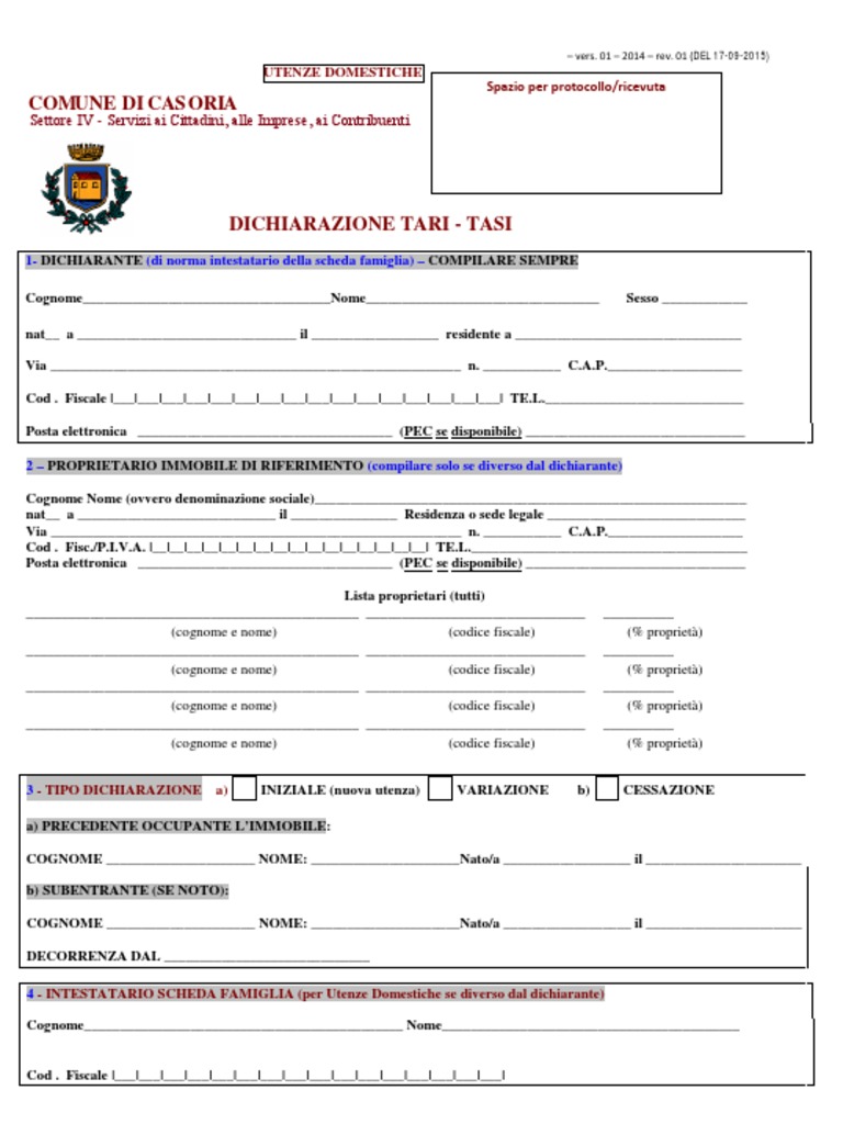Modello PDF Compilabile Tasi Tari Utenze Domestiche