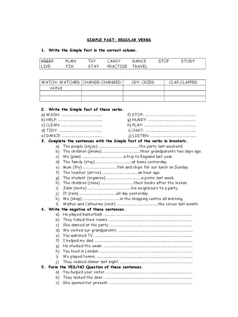 Simple Past Tense Practice Exercises | PDF | Teaching Methods ...