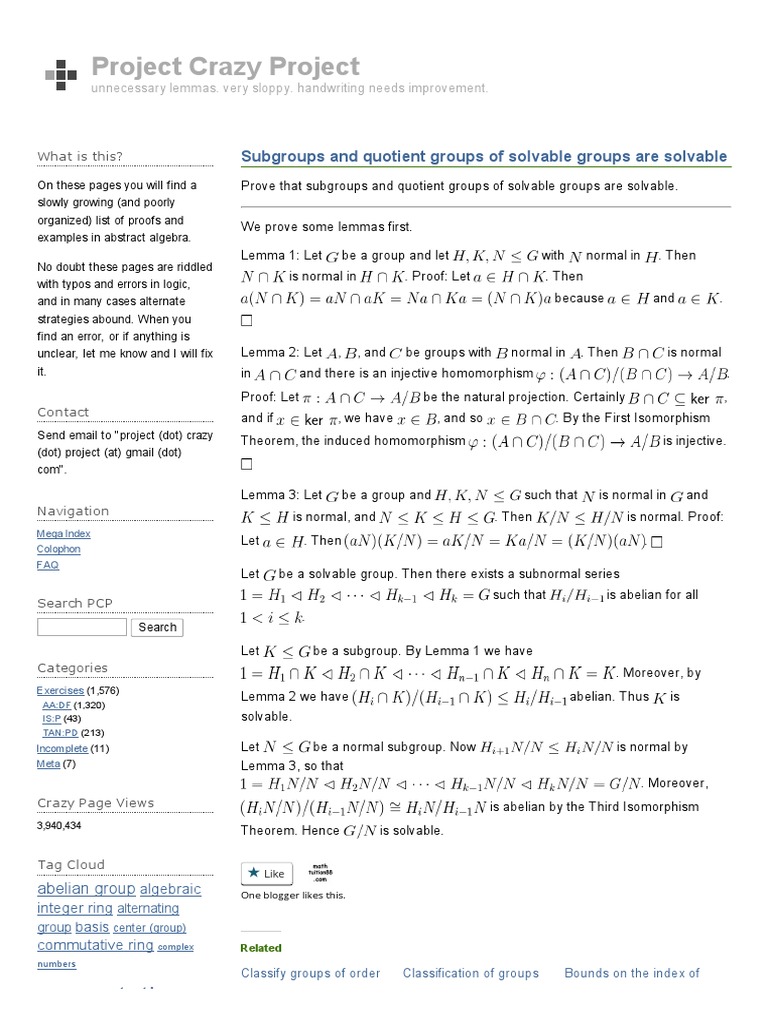 Subgroups and Quotient Groups of Solvable Groups Are Solvable Project