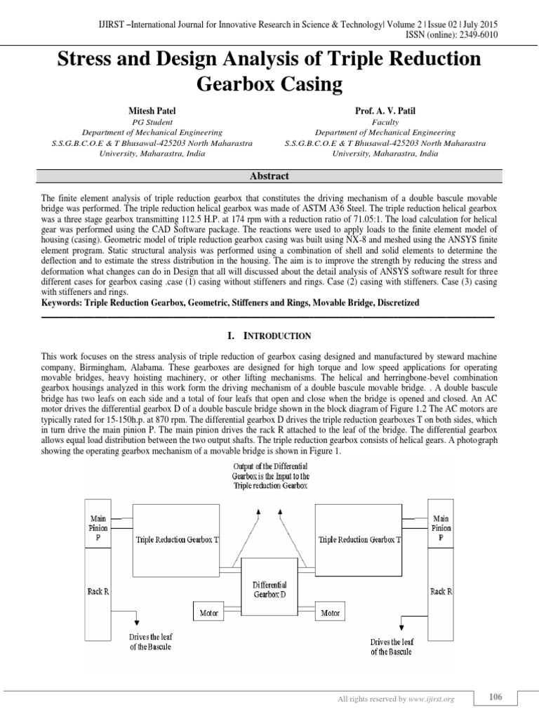 Stress and Design Analysis of Triple Reduction Gearbox Casing