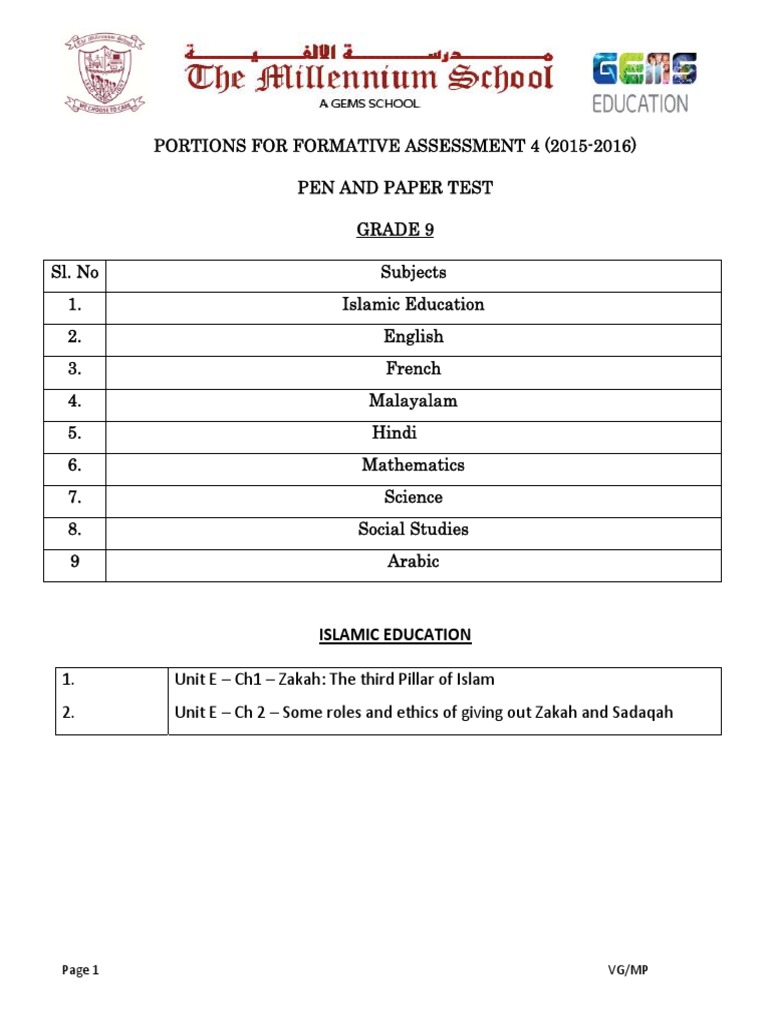 Grade 9 Formative Assessment Guide | PDF | Language Arts & Discipline