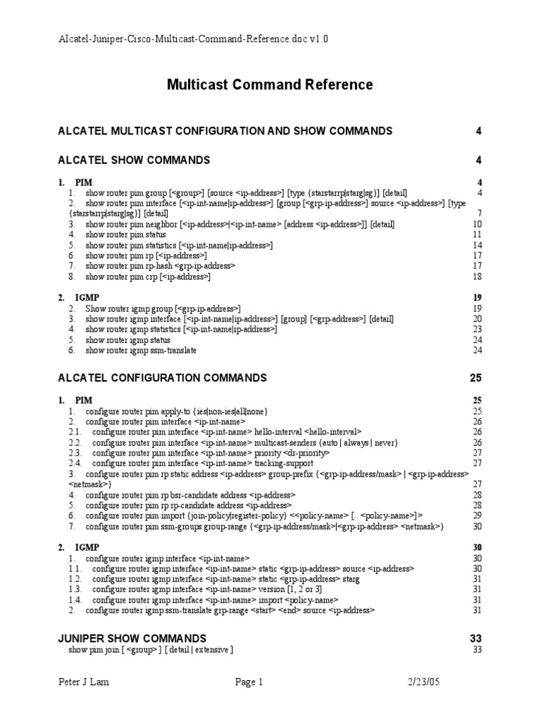 Multicast Command Reference Guide | PDF | Ip Address | Computer Networking