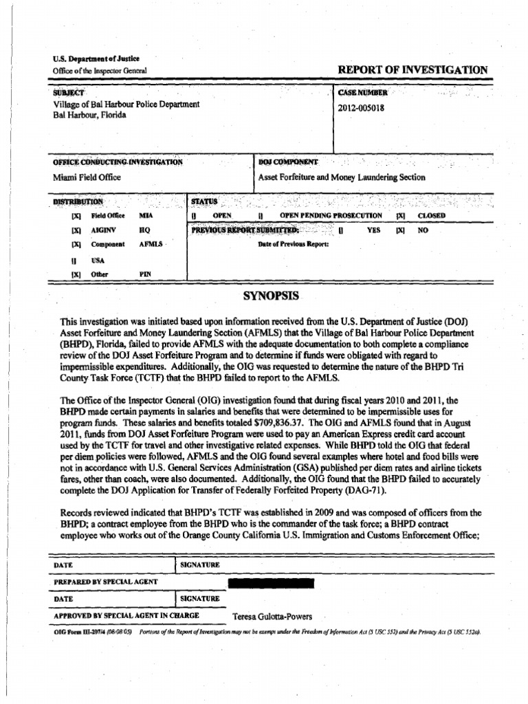 Excerpt DOJ Report | Money Laundering | Drug Enforcement Administration