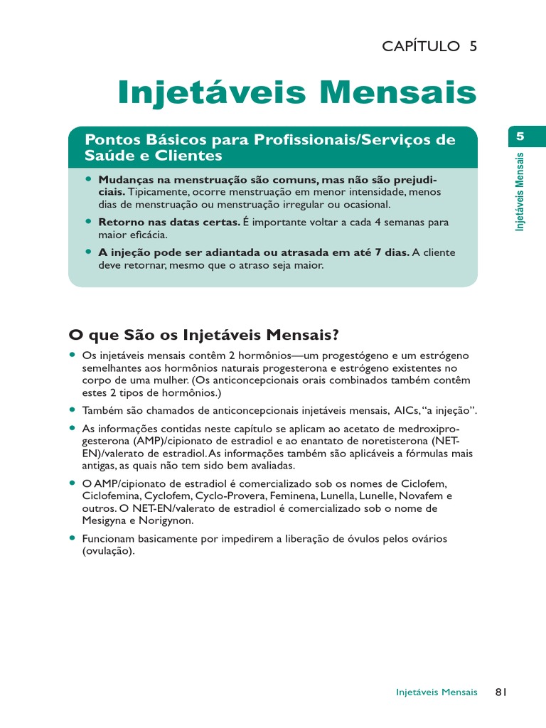Anticoncepcionais Injetáveis Mensais | PDF | Anticoncepcionais | Gravidez