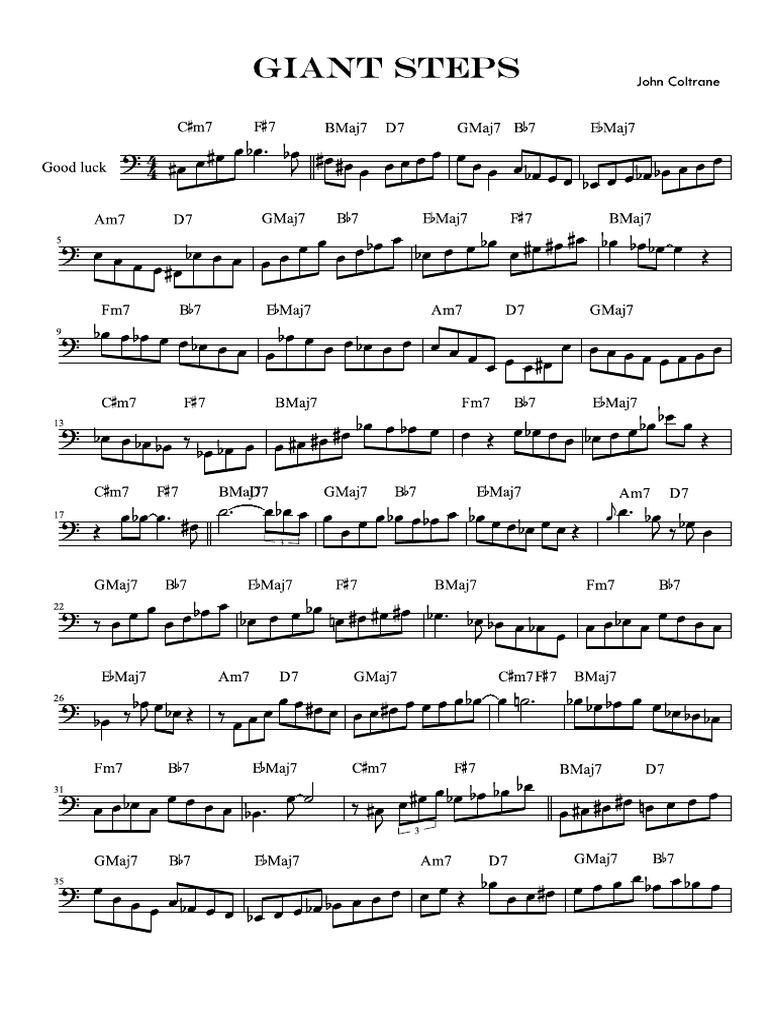 Giant Steps BASS CLEF Trombone Pitch (Music)