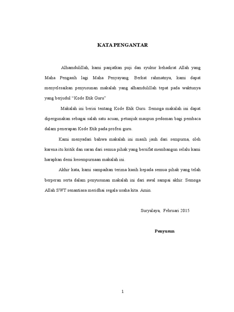 Kata Pengantar Daftar Isi Etika Profesi Guru