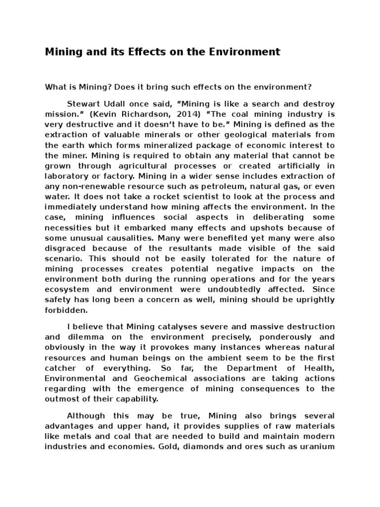 essay about mining and environment