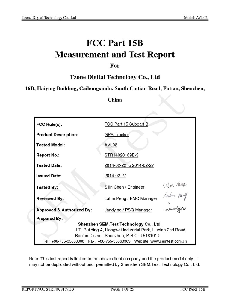 FCC Part 15b PDF Electromagnetic Interference Radio