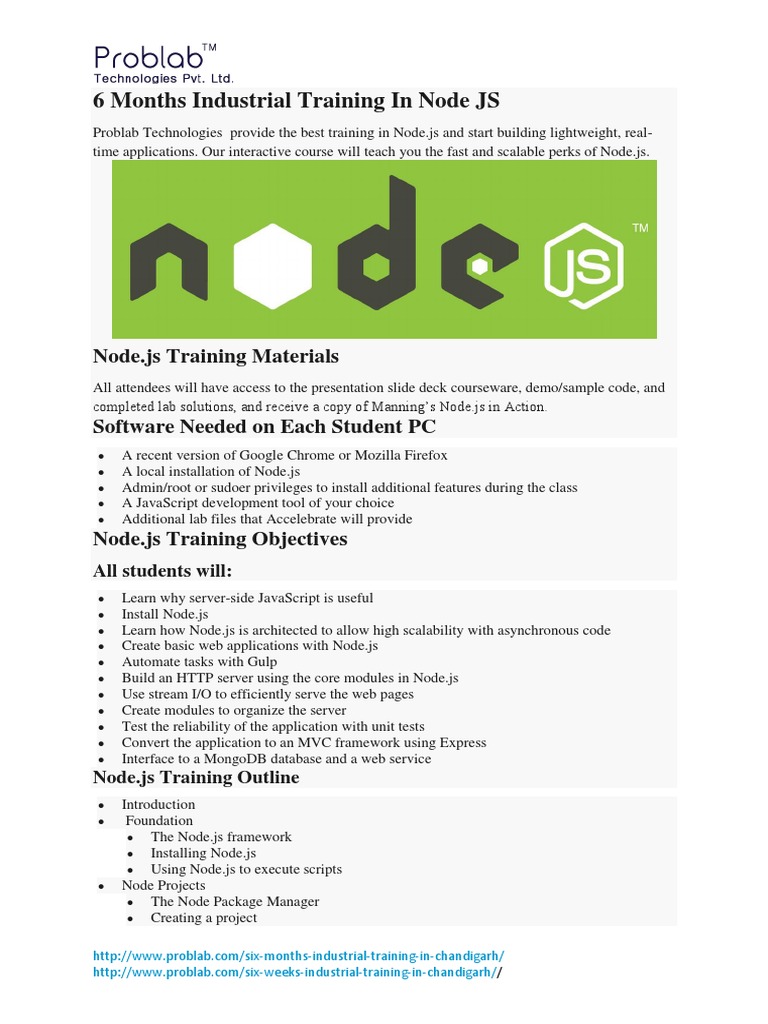6 Months Industrial Training in Node JS | PDF | Hypertext Transfer ...