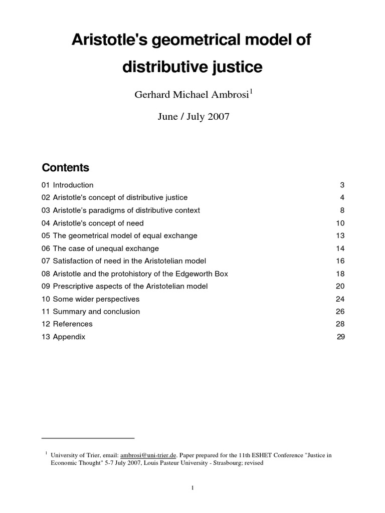 Aristotle's geometrical model of distributive justice | Aristotle | Justice