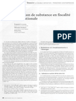 La Notion de Substance en Fiscalite Internationale