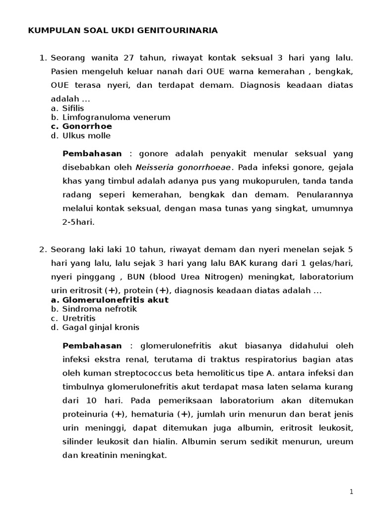 Kumpulan Soal Ukdi Genitourinaria 102 Soal