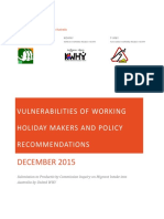 Vulnerabilities of Working Holiday Makers and Policy Recommendations