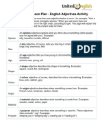 Adjective Lesson Plan - English Adjectives Activity