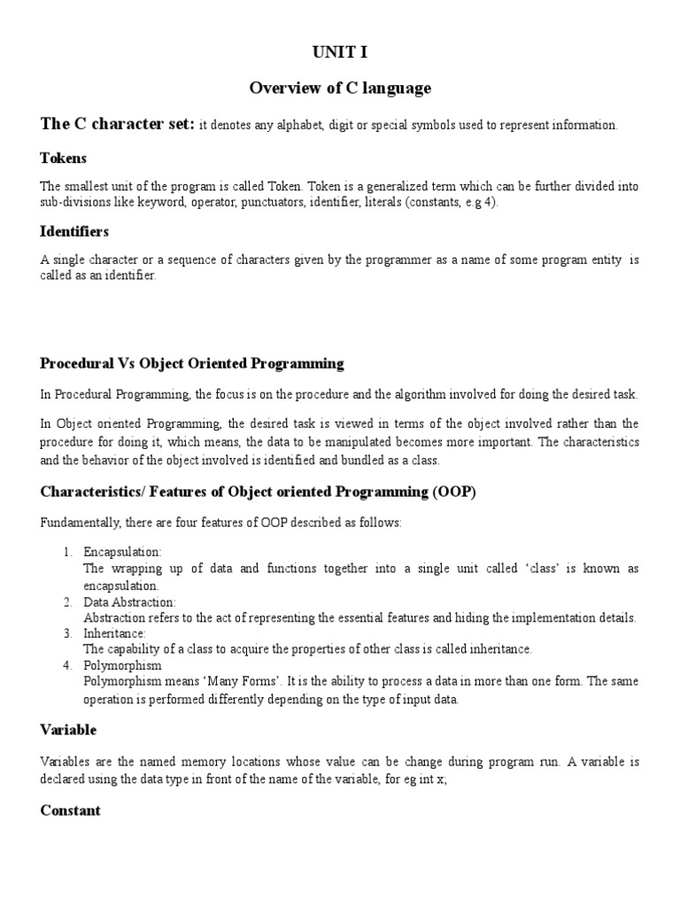 Introduction To Object Oriented Programming | PDF | Parameter (Computer ...
