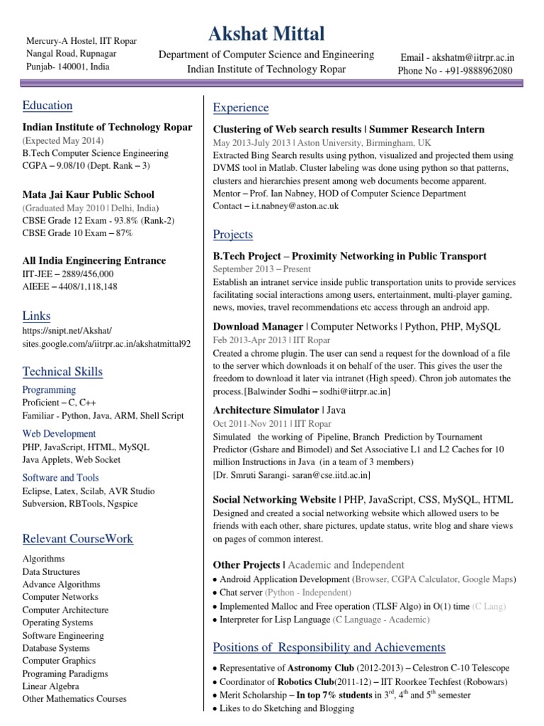 Aspiring Computer Science Engineer | PDF | Websites | Software