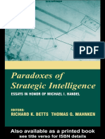 Richard Betts Paradoxes of Intelligence Essays in Honor of Michael I. Handel 2003
