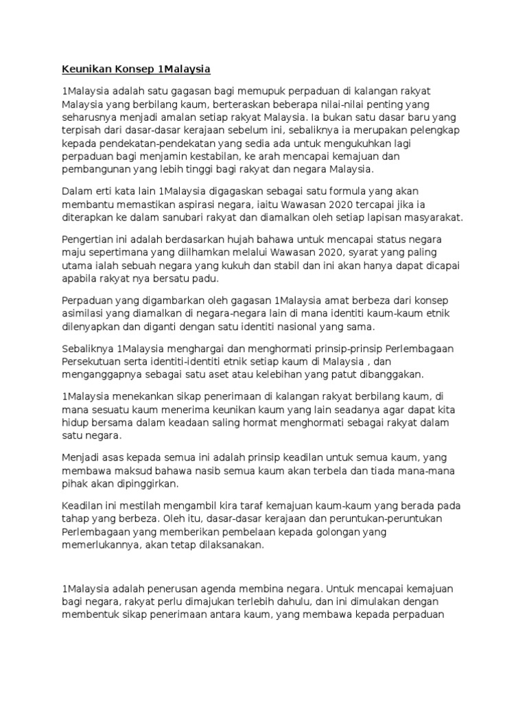 Keunikan Konsep 1malaysia Pdf