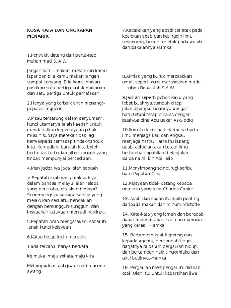 Kosa Kata Dan Ungkapan Menarik
