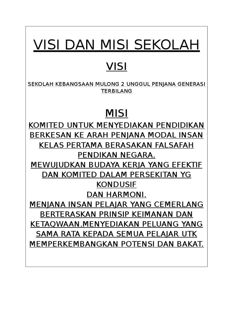 Visi Dan Misi Sekolah Pdf