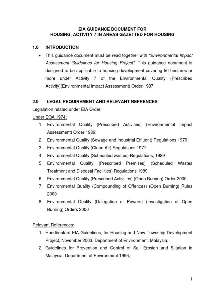 EIA Guidelines for Housing Development | PDF | Environmental Impact ...