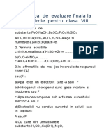 Proba de Evaluare Finala La Chimie Pentru Clasa VIII