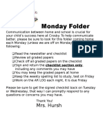 Monday Folder: Mrs. Hursh