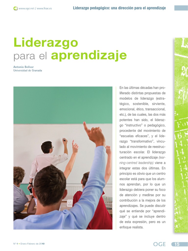 Liderazgo pedagógico para el aprendizaje | PDF | Liderazgo | Maestros