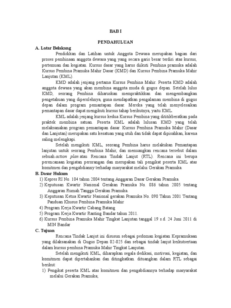 Rencana Tindak Lanjut KML | PDF | Karier & Perkembangan