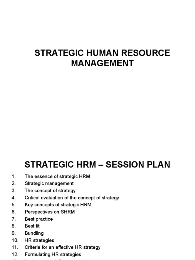 Strategic Human Resource Management Guide | PDF | Strategic Management ...