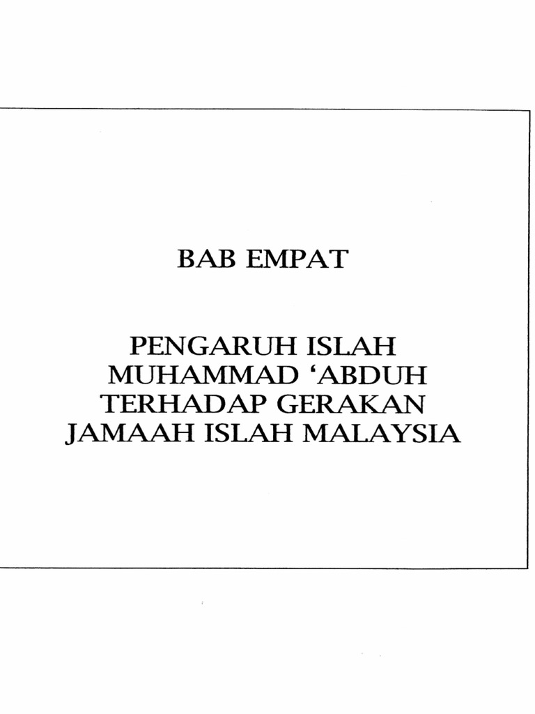 BAB - 4 Pengaruh Islah Muhammad Abduh Terhadap Gerakan Jemaah Islah ...