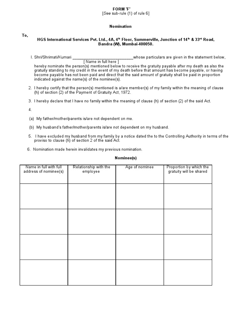 3. HGS Form F_Gratuity.pdf Government Politics